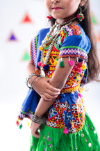 Banjara India Kutchi Emboidered Green Girls Chaniya Choli with Dupatta (CC-RSGL) - Green