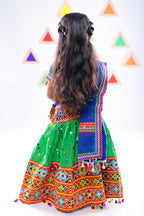 Banjara India Kutchi Emboidered Green Girls Chaniya Choli with Dupatta (CC-RSGL) - Green