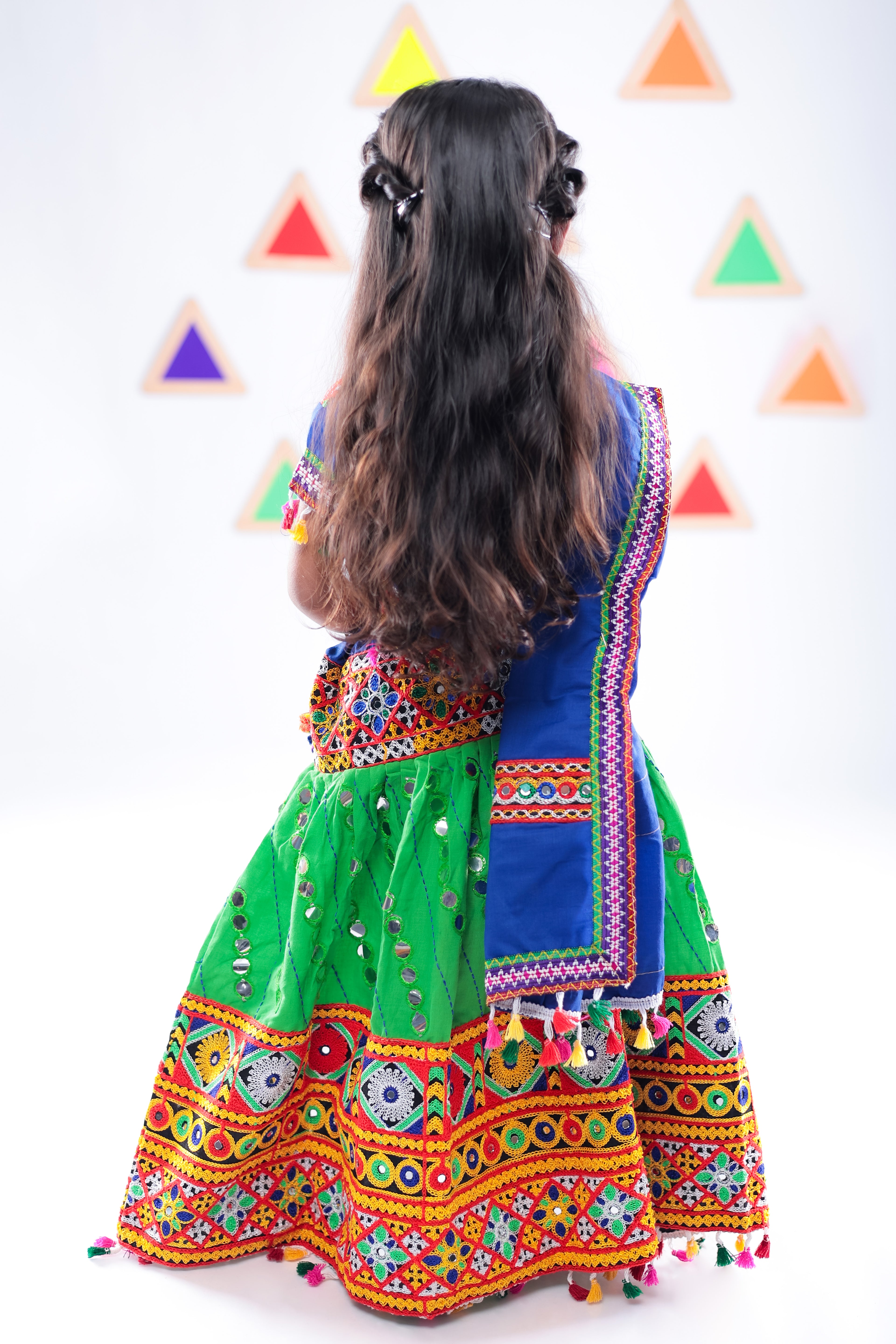 Banjara India Kutchi Emboidered Green Girls Chaniya Choli with Dupatta (CC-RSGL) - Green
