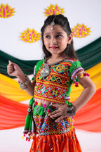 Banjara India Kutchi Emboidered Orange Girls Chaniya Choli with Dupatta (CC-RSGL) - ORANGE