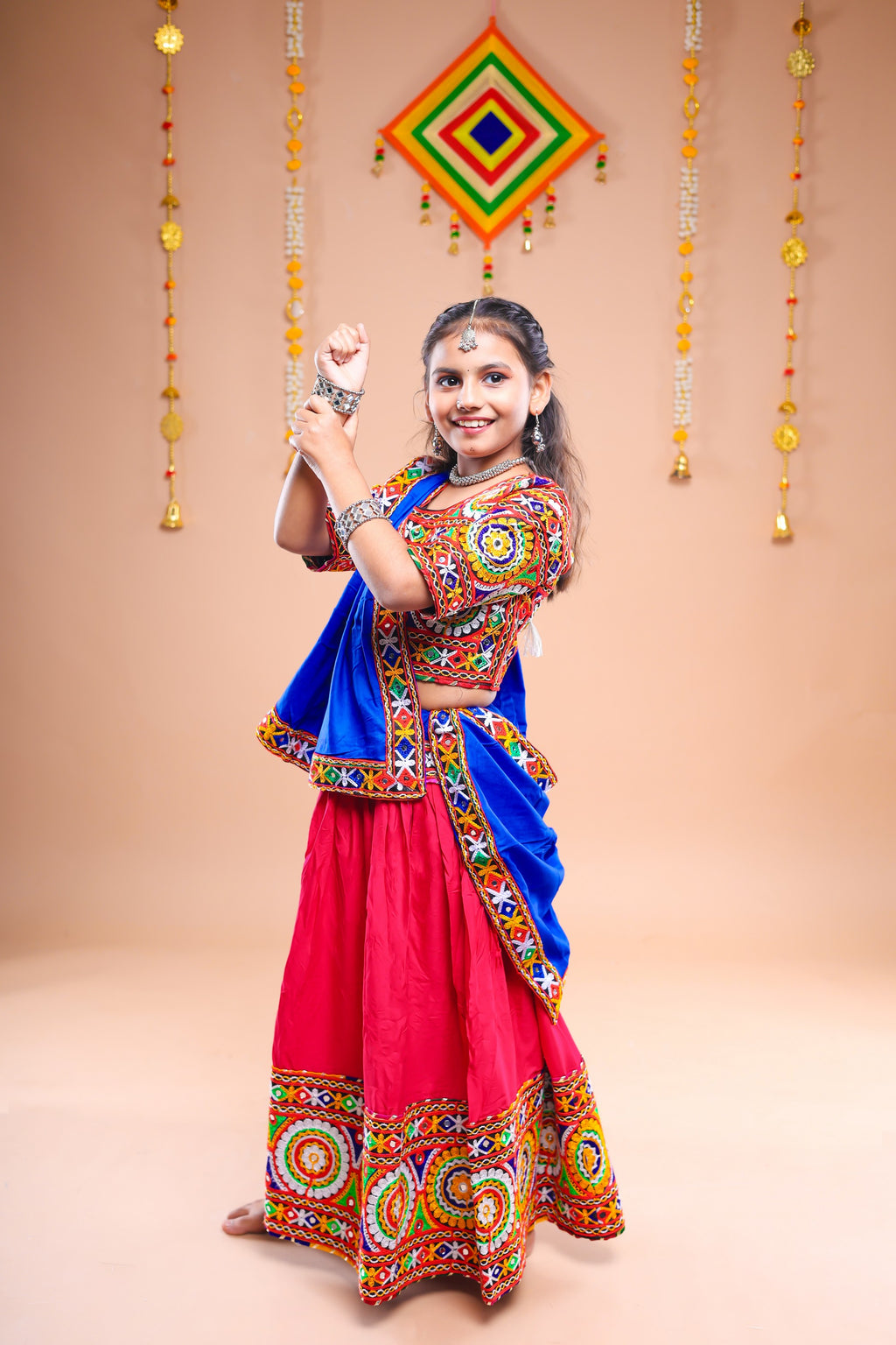 Banjara India Festive Wear Kutchwork Embroidered Girls Lehenga Choli Set with Dupatta (CC-CKKR) - Pink