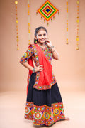 Banjara India Festive Wear Kutchwork Embroidered Girls Lehenga Choli Set with Dupatta (CC-CKKR) - Black