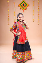 Banjara India Festive Wear Kutchwork Embroidered Girls Lehenga Choli Set with Dupatta (CC-CKKR) - Black