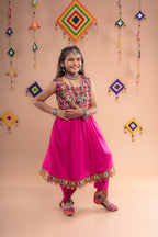 Banjara India Kutchi Emboidered Girls Dhoti Set (DHT-222) - Pink
