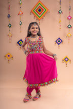 Banjara India Kutchi Emboidered Girls Dhoti Set (DHT-222) - Pink