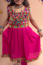 Banjara India Kutchi Emboidered Girls Dhoti Set (DHT-222) - Pink