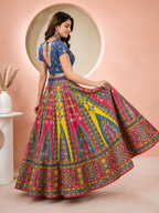 Banjara India Cotton Long Flair Aari Embroidery Kutch Work (Lehenga Choli) Chaniya Choli Set with Dupatta-Temple-01