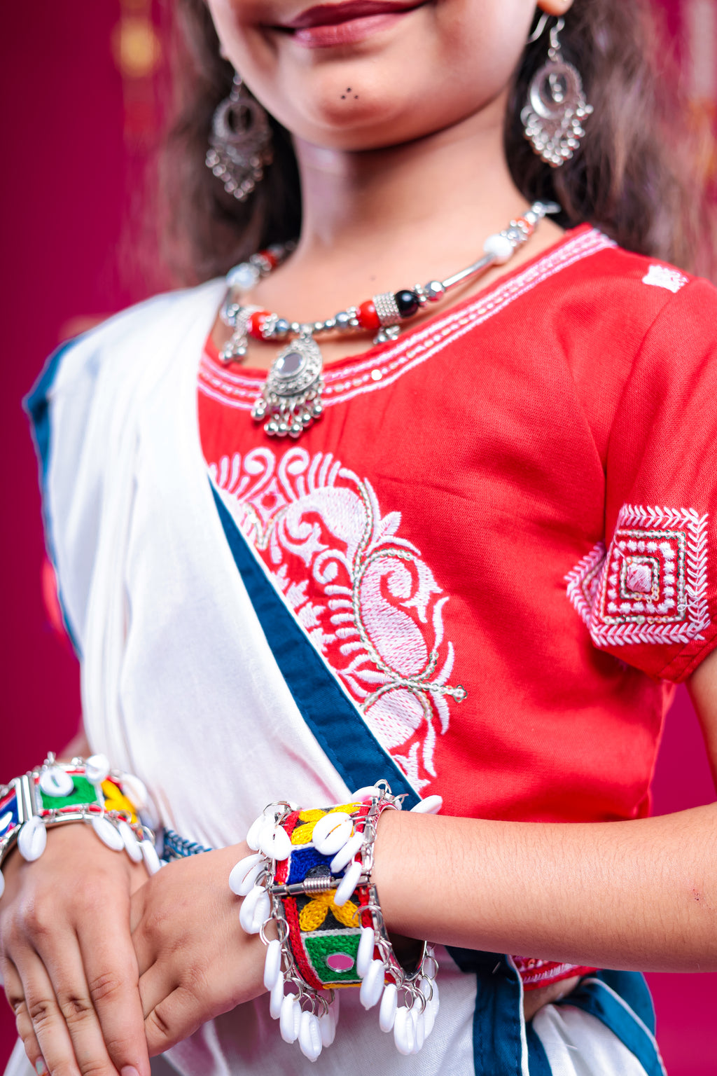 Banjara India Kutchi Embroidered Girls Chaniya Choli with Dupatta (CC-WHRK)-Teal