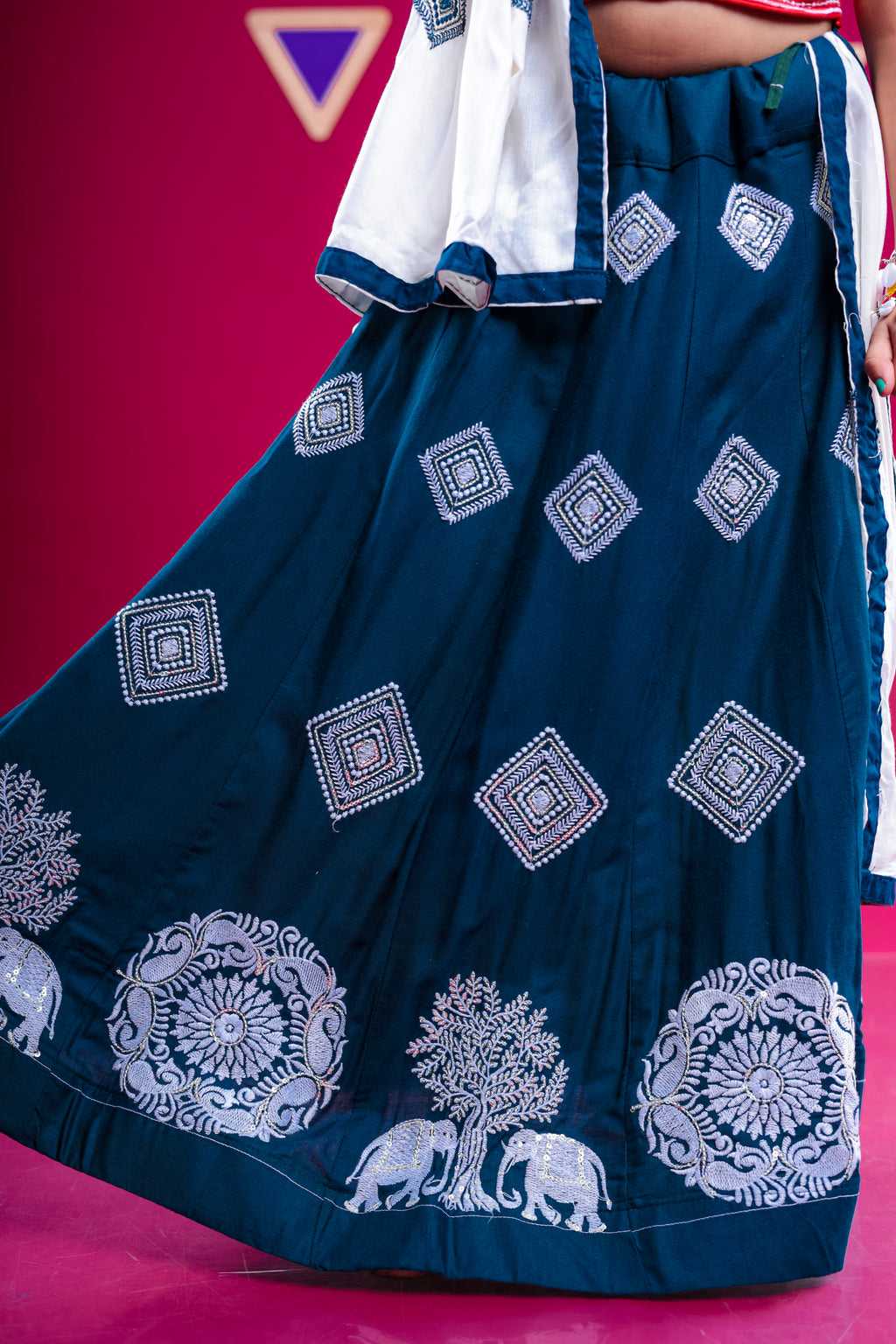 Banjara India Kutchi Embroidered Girls Chaniya Choli with Dupatta (CC-WHRK)-Teal