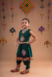 Banjara India Kutchi Embroidered Girls Dhoti Set (DHT-111) - Green