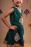Banjara India Kutchi Embroidered Girls Dhoti Set (DHT-111) - Green
