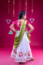 Banjara India Kutchi Embroidered Girls Chaniya Choli with Dupatta (CC-Flower)-White
