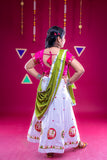 Banjara India Kutchi Embroidered Girls Chaniya Choli with Dupatta (CC-Flower)-White