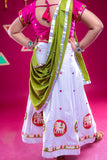 Banjara India Kutchi Embroidered Girls Chaniya Choli with Dupatta (CC-Flower)-White
