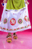 Banjara India Kutchi Embroidered Girls Chaniya Choli with Dupatta (CC-Flower)-White