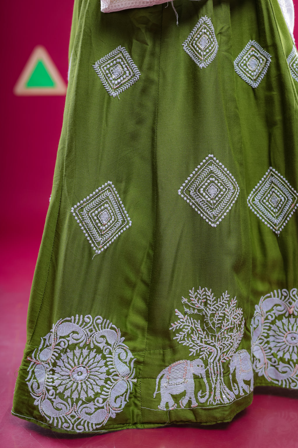 Banjara India Kutchi Embroidered Girls Chaniya Choli with Dupatta (CC-WHRK)-Green