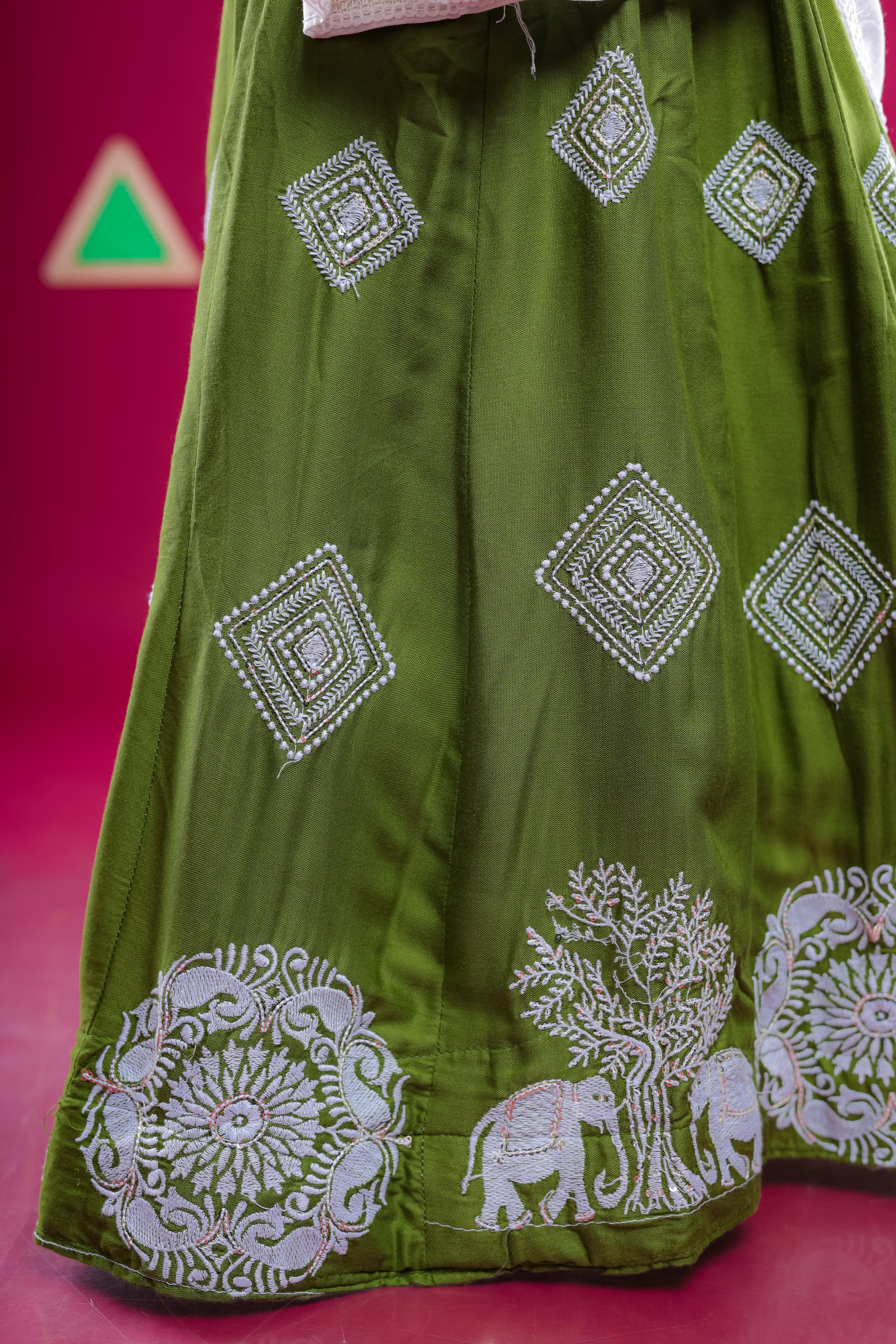 Banjara India Kutchi Embroidered Girls Chaniya Choli with Dupatta (CC-WHRK)-Green