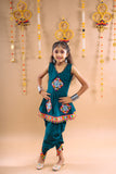 Banjara India Kutchi Embroidered Girls Dhoti Set (DHT-111) - Teal
