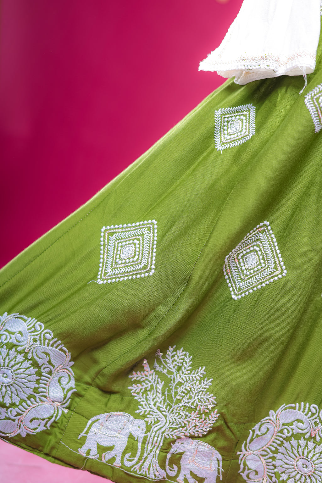 Banjara India Kutchi Embroidered Girls Chaniya Choli with Dupatta (CC-WHRK)-Green