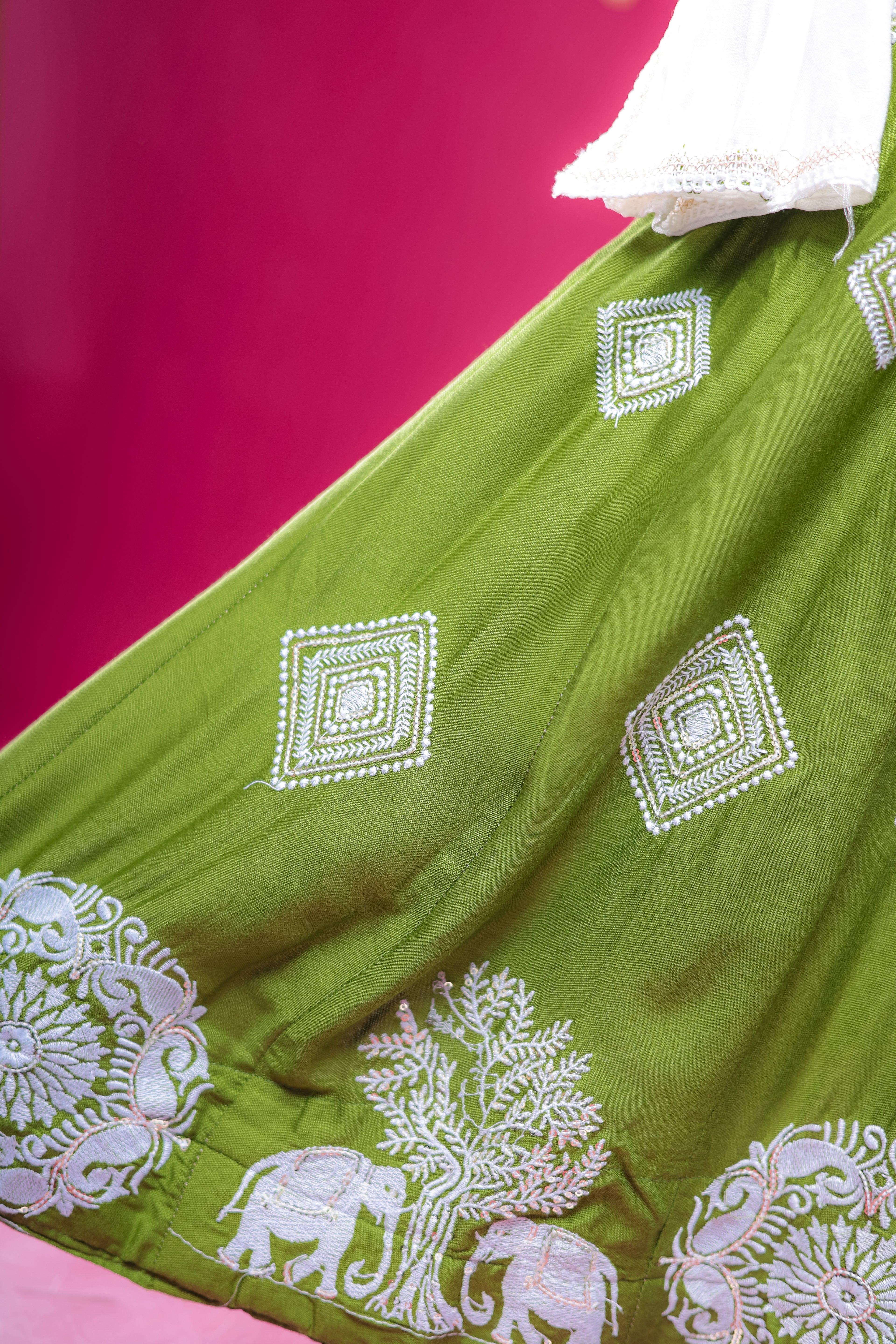 Banjara India Kutchi Embroidered Girls Chaniya Choli with Dupatta (CC-WHRK)-Green