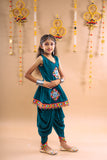 Banjara India Kutchi Embroidered Girls Dhoti Set (DHT-111) - Teal