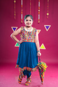 Banjara India Kutchi Emboidered Girls Dhoti Set (DHT-222) - Teal