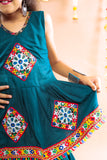 Banjara India Kutchi Embroidered Girls Dhoti Set (DHT-111) - Teal