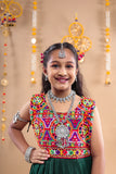Banjara India Kutchi Emboidered Girls Dhoti Set (DHT-222) - Green