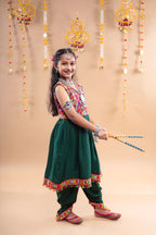 Banjara India Kutchi Emboidered Girls Dhoti Set (DHT-222) - Green