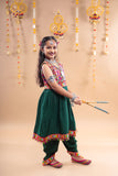 Banjara India Kutchi Emboidered Girls Dhoti Set (DHT-222) - Green