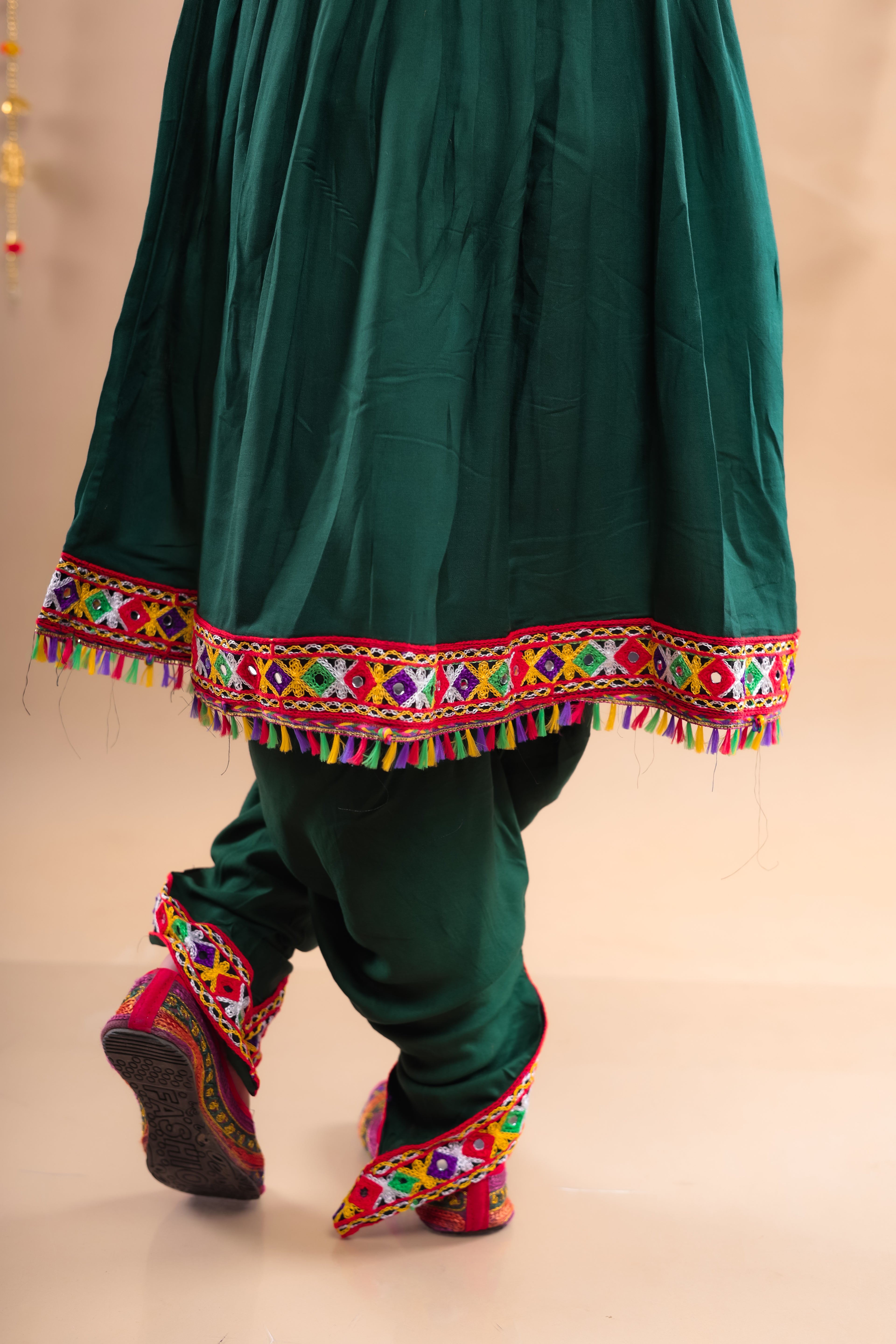 Banjara India Kutchi Emboidered Girls Dhoti Set (DHT-222) - Green