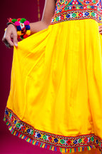 Banjara India Kutchi Embroidered Girls Dhoti Set (DHT-222) - Yellow