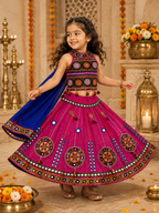 Banjara India Radha Kutch Embroidered Cotton Mirrorwork Festive Wear (Lehenga) Chaniya Choli Set with Dupatta (CC-RADHA-Pink)