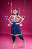 Banjara India Kutchi Emboidered Girls Dhoti Set (DHT-222) - Navy
