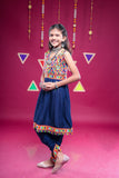 Banjara India Kutchi Emboidered Girls Dhoti Set (DHT-222) - Navy