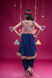 Banjara India Kutchi Emboidered Girls Dhoti Set (DHT-222) - Navy