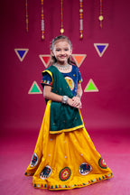 Banjara India Kutchi Embroidered Girls Chaniya Choli with Dupatta (CC-Flower)-Yellow