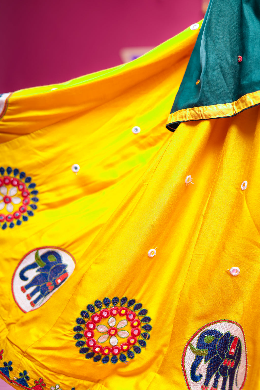 Banjara India Kutchi Embroidered Girls Chaniya Choli with Dupatta (CC-Flower)-Yellow