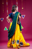 Banjara India Kutchi Embroidered Girls Chaniya Choli with Dupatta (CC-Flower)-Yellow