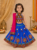 Banjara India Radha Kutch Embroidered Cotton Mirrorwork Festive Wear (Lehenga) Chaniya Choli Set with Dupatta (CC-RADHA-Blue)
