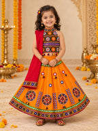 Banjara India Radha Kutch Embroidered Cotton Mirrorwork Festive Wear (Lehenga) Chaniya Choli Set with Dupatta (CC-RADHA-Yellow)
