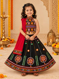Banjara India Radha Kutch Embroidered Cotton Mirrorwork Festive Wear (Lehenga) Chaniya Choli Set with Dupatta (CC-RADHA-Black)