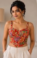 Banjara India Embroidered Festive Wear Latest Corset Style Blouse-BL-CRST-Red