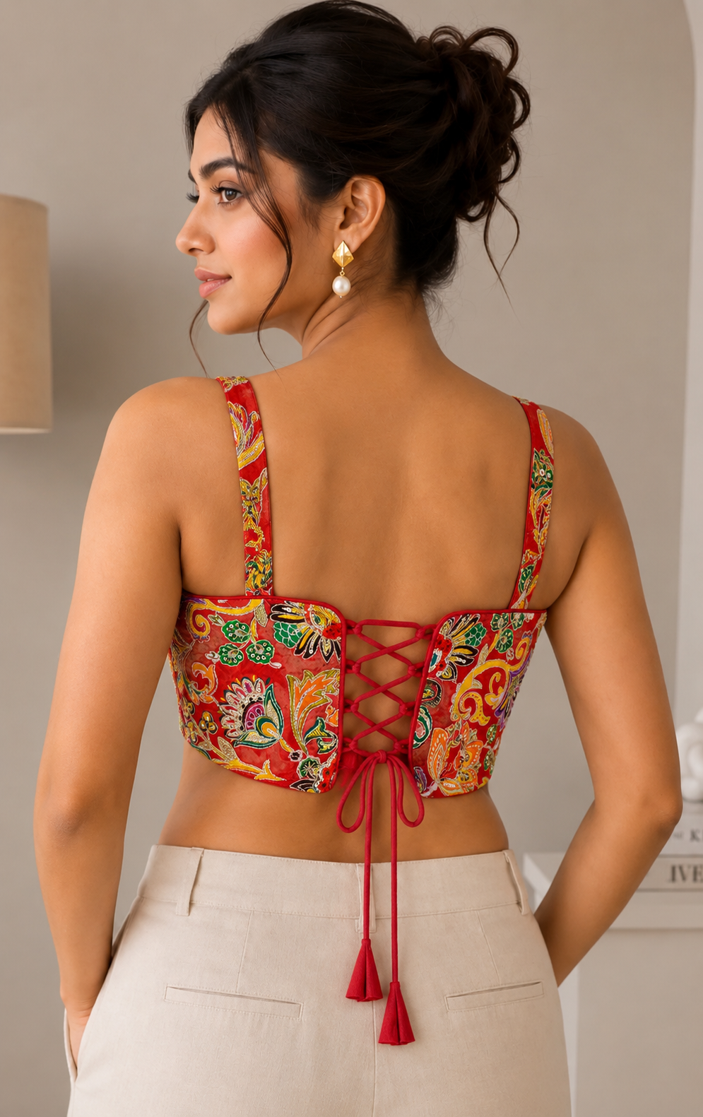 Banjara India Embroidered Festive Wear Latest Corset Style Blouse-BL-CRST-Red
