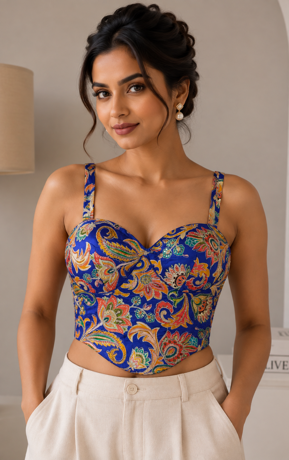 Banjara India Embroidered Festive Wear Latest Corset Style Blouse-BL-CRST-Blue