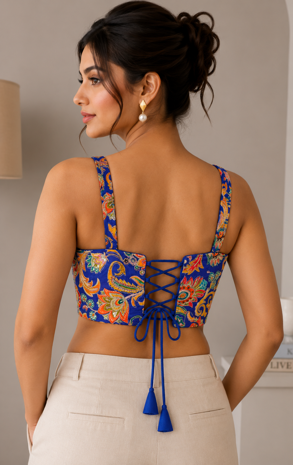 Banjara India Embroidered Festive Wear Latest Corset Style Blouse-BL-CRST-Blue