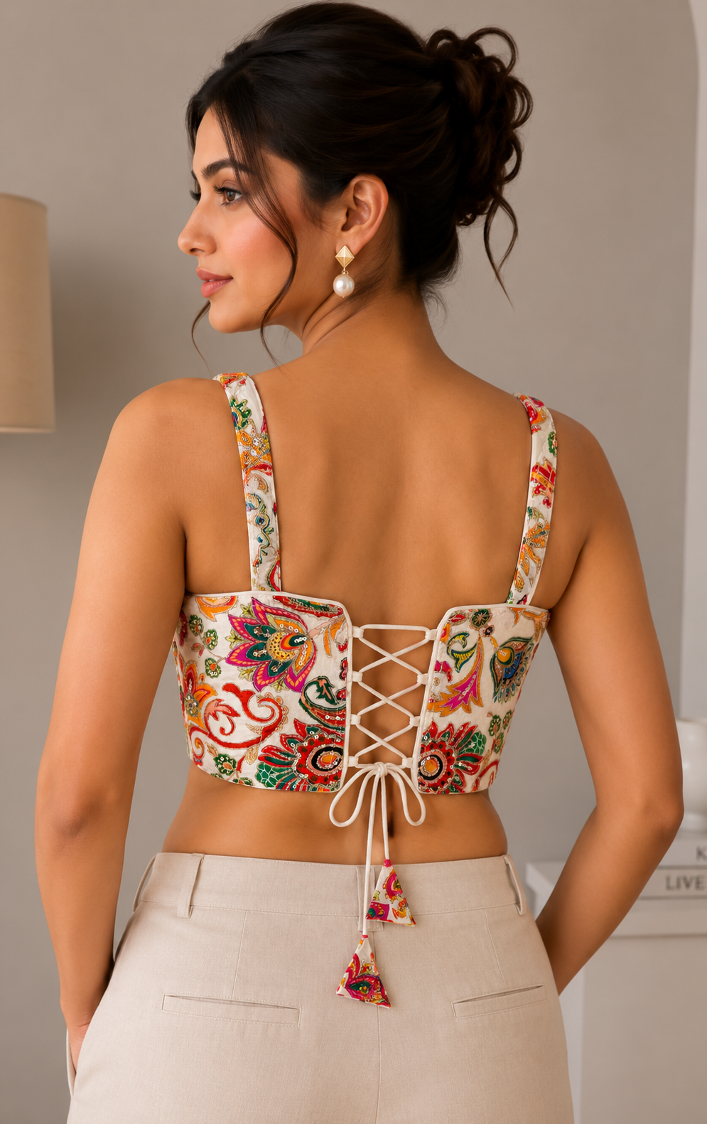 Banjara India Embroidered Festive Wear Latest Corset Style Blouse-BL-CRST-OffWhite