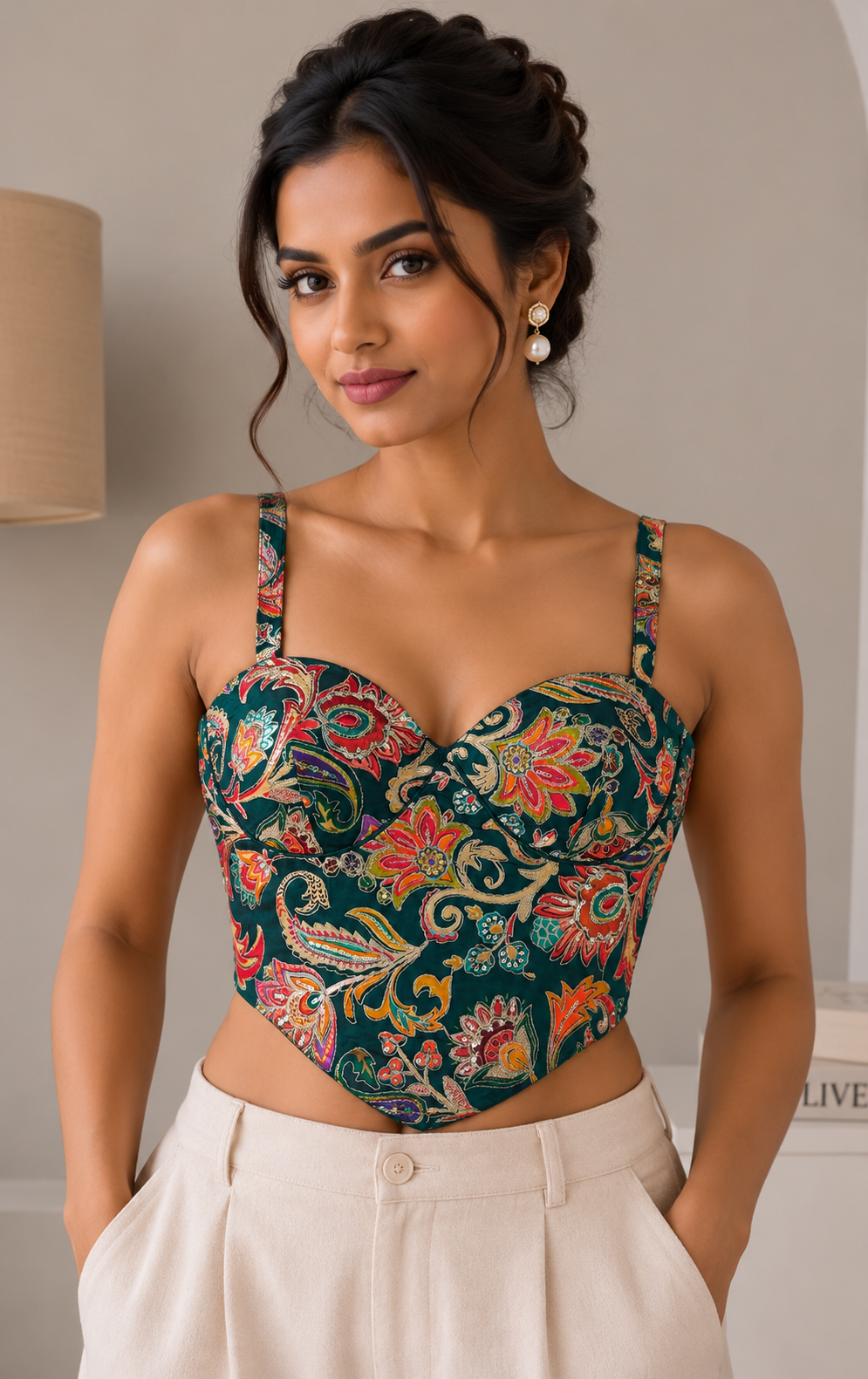 Banjara India Embroidered Festive Wear Latest Corset Style Blouse-BL-CRST-Green