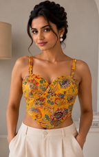 Banjara India Embroidered Festive Wear Latest Corset Style Blouse-BL-CRST-Yellow