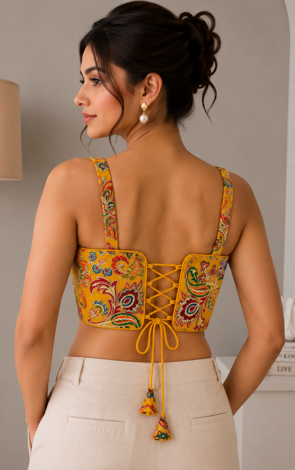 Banjara India Embroidered Festive Wear Latest Corset Style Blouse-BL-CRST-Yellow